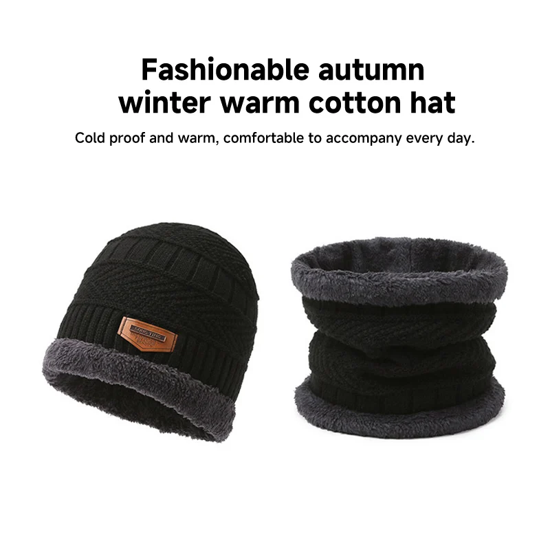 Sciarpa Set di due pezzi autunno e inverno cappello a prova di freddo paraorecchie caldi cappello da uomo in lana lavorata a maglia all\'aperto