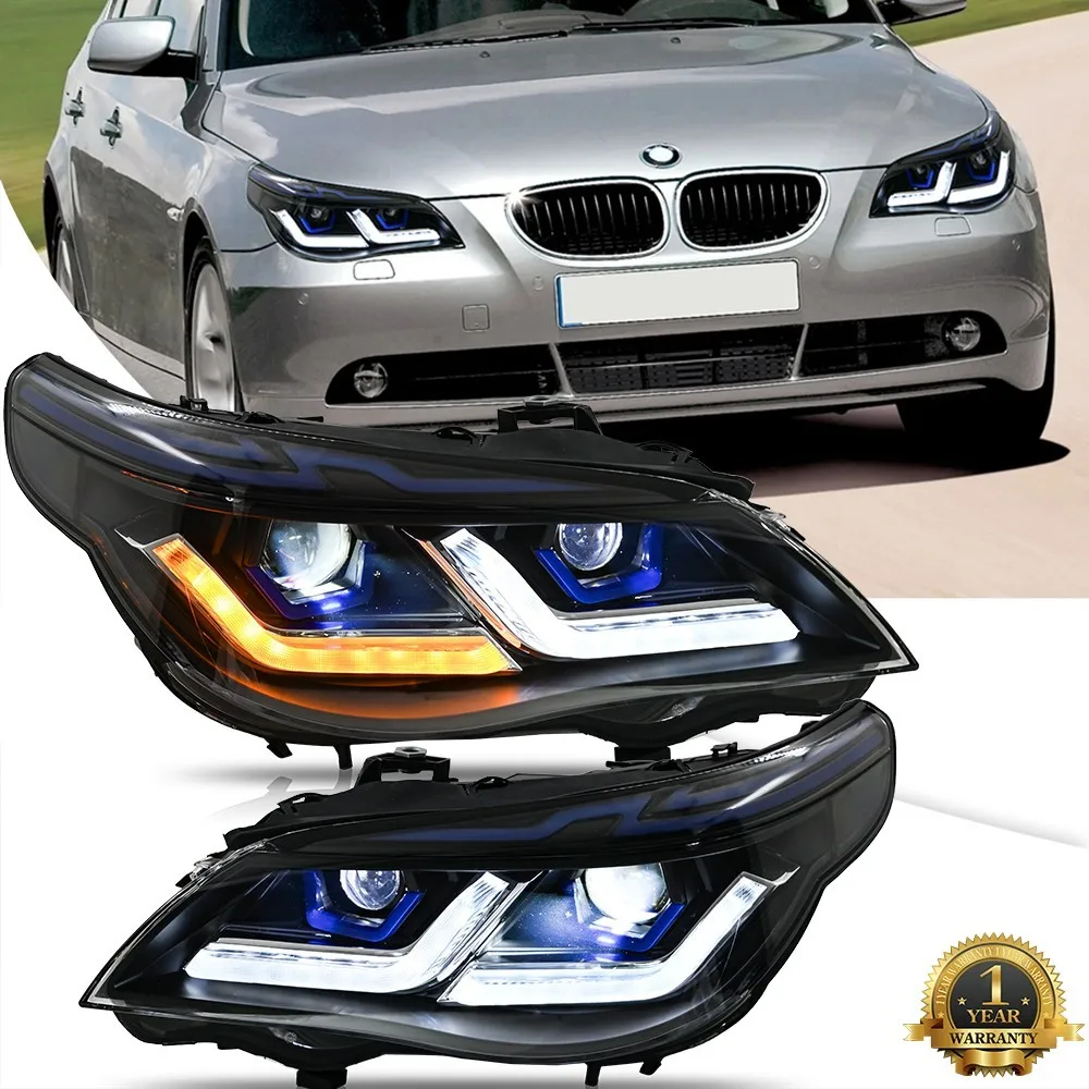 

1 комплект полностью светодиодных фар в сборе для BMW 5 серии E60 E61 2005-2010, обновленная лампа DRL, указатель поворота, передние фары