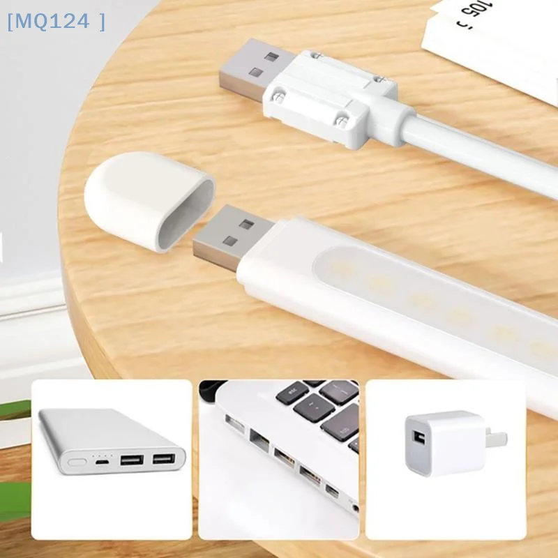 Mini USB LED Night Light 8LEDs Book Lamp Extension Pole Plug Adapter For Reading Notebook Power Bank Type-C And USB Interfaces
