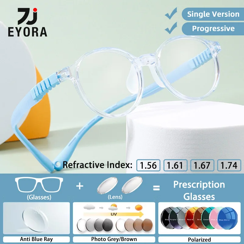 

EYORA Ultralight Full Rim Silicone Kid's Reading Glasses Myopia Eyewear Hyperopia Anti Blue Ray Progressive Photochromic Eyewear