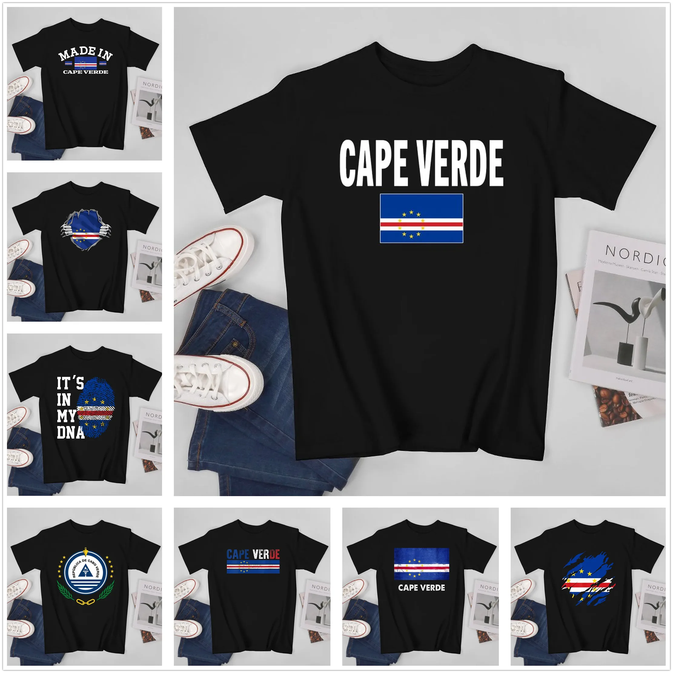 Men T-shirt IT'S IN MY DNA Cape Verde Flag Cape Verdean Fans T Shirt Men's tee Hip Hop Tshirt XS-5XL 100% Cotton