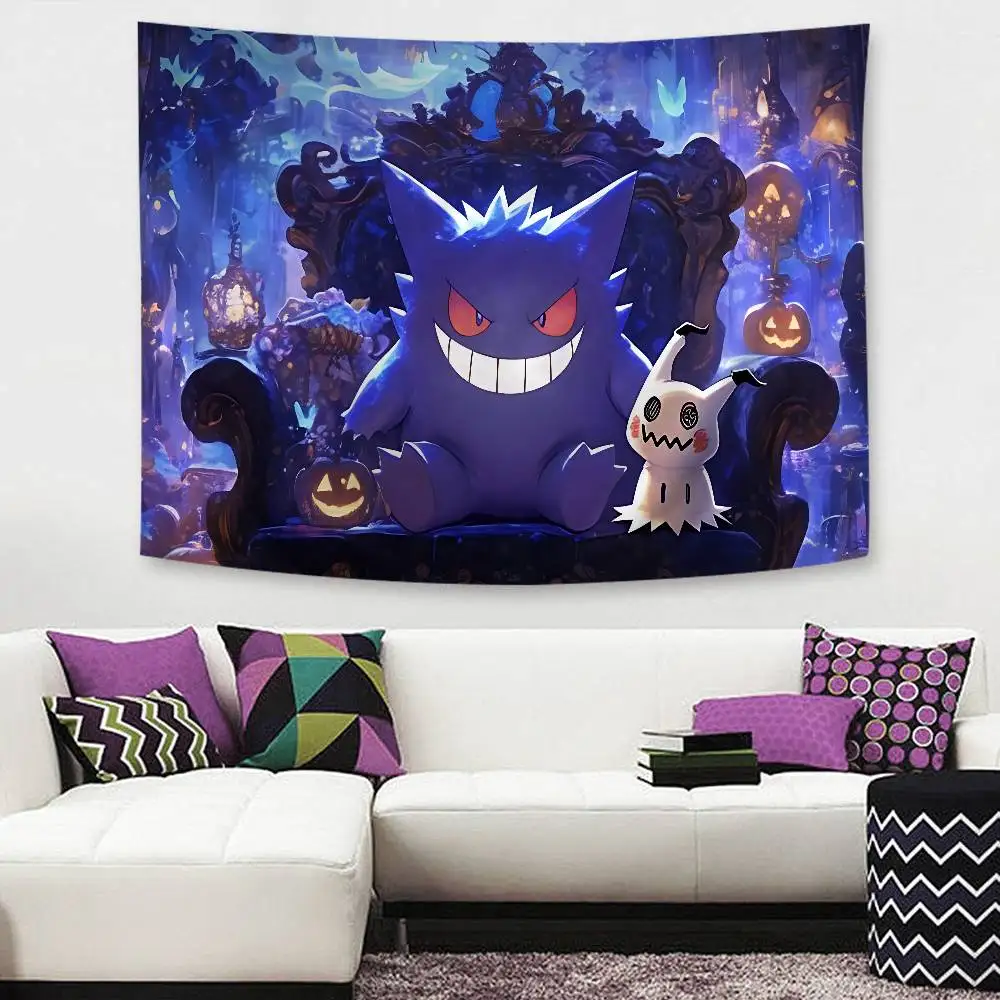 Japanese Anime Gengar Anime Tapestry Hanging Tarot Hippie Wall Rugs Dorm Home Decor