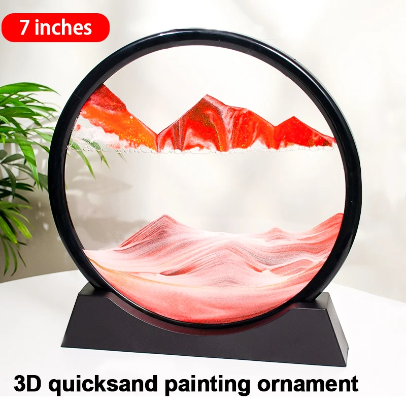 3D Flowing Sand Painting 7-inch Desktop Decoration Home Living Room Decoration Office Ecological Flowing Sand Painting Crafts