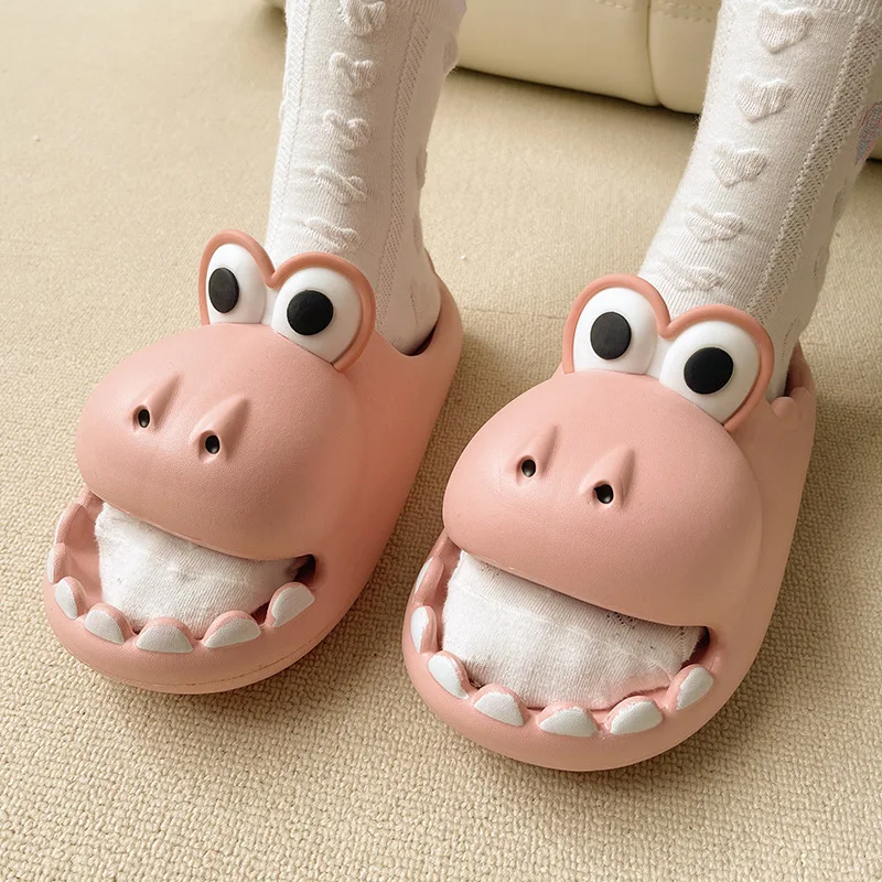 Funny Cartoon Dinosaur Crocodile Slippers For Women's 2024 Summer Indoor Home Thick Sole Anti Slip Slippers Animal Slippers