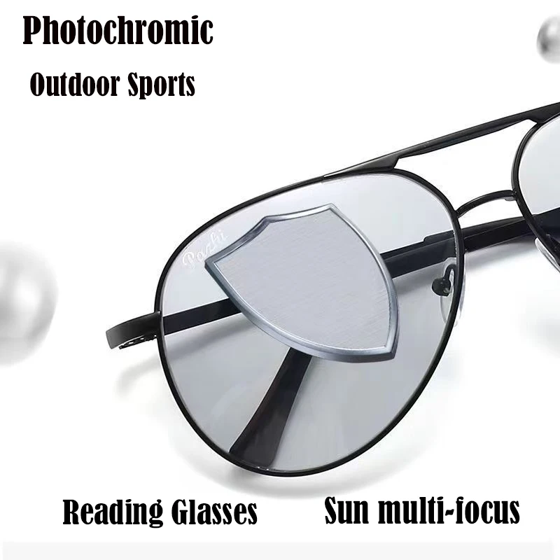 

Sports Intelligent Photochromic Progressive Multifocal Reading glasses Men Luxury Finished Near Far Sight Sunglasses 1.0-4.0