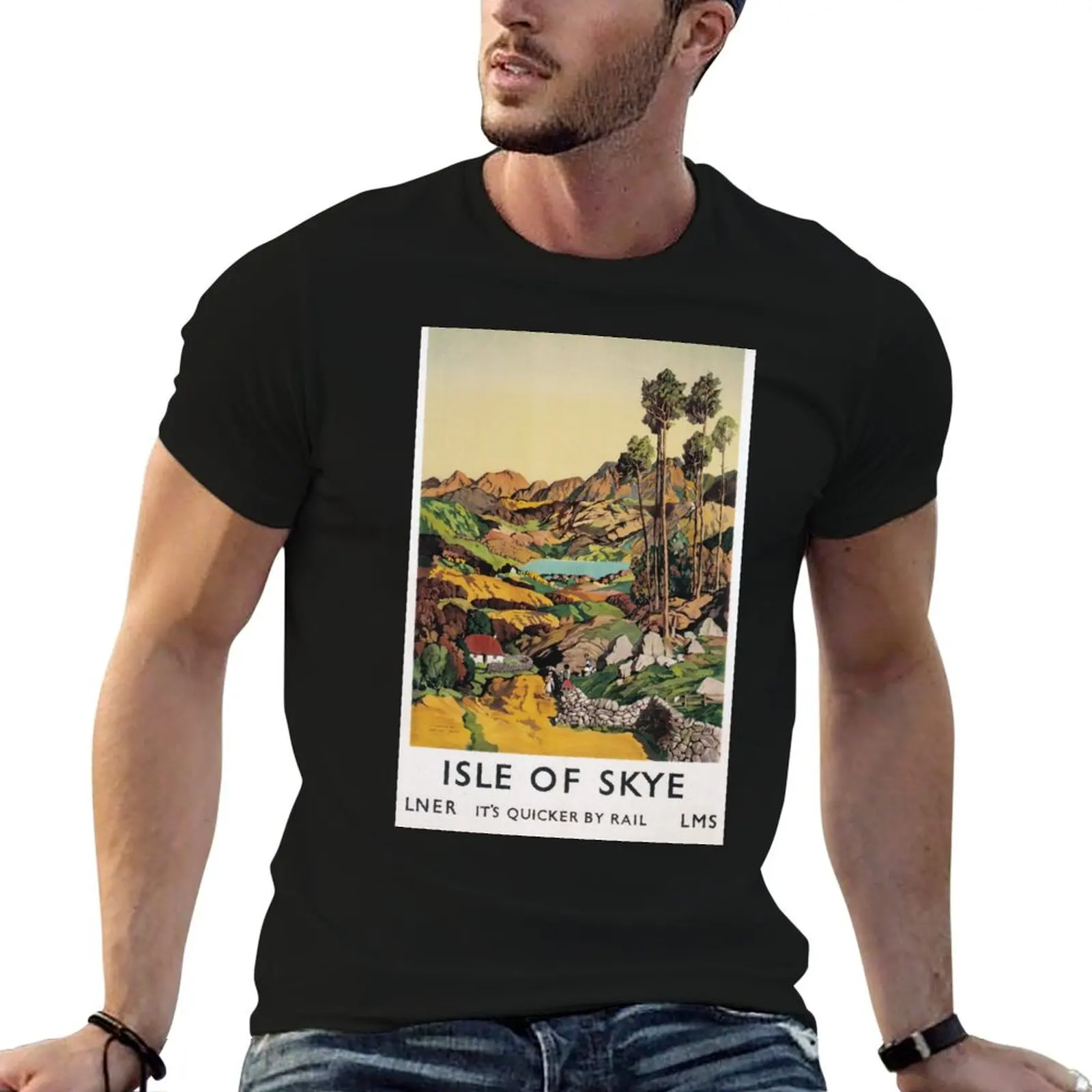 Isle of Skye, Scotland - Vintage Railway Travel Poster - 1939 T-Shirt quick-drying Short sleeve tee men t shirts high quality