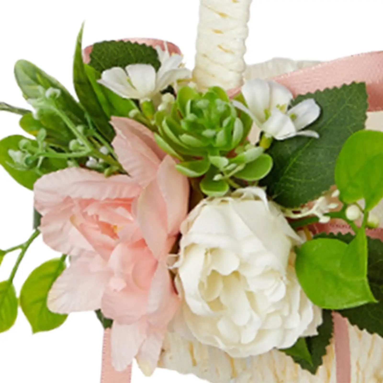 女の子のための緑の植物,素朴な花の装飾,結婚式用品,ハンドル付きの写真アクセサリー,緑の植物の結婚式のバスケット