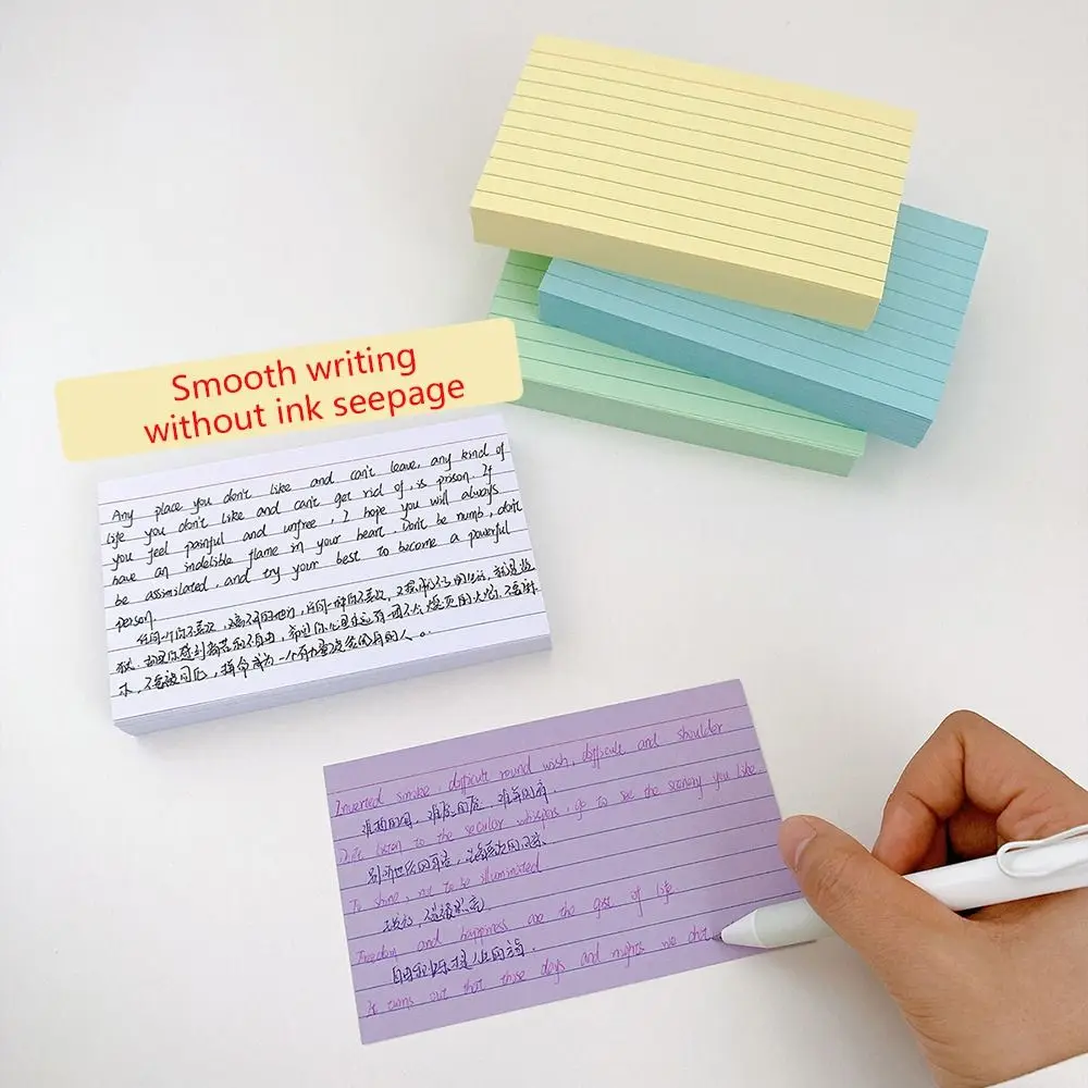 Multifunctional DIY Index Cards Horizontal Line Colorful Notepad Pocket Paper School Office