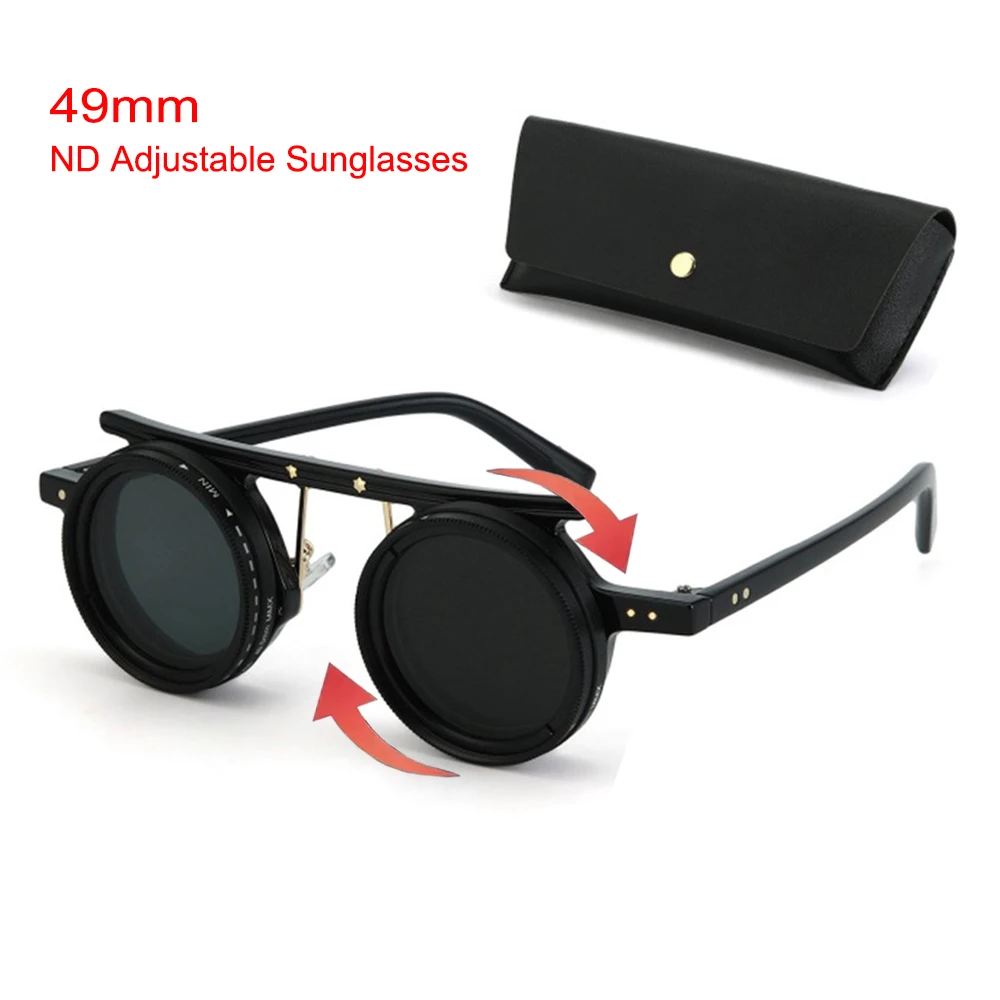 

Handmade ND Adjustable Dimming Sunglasses Polarized Retro Punk Round Men's Outdoor Fishing UV400 Driving Sunglasses