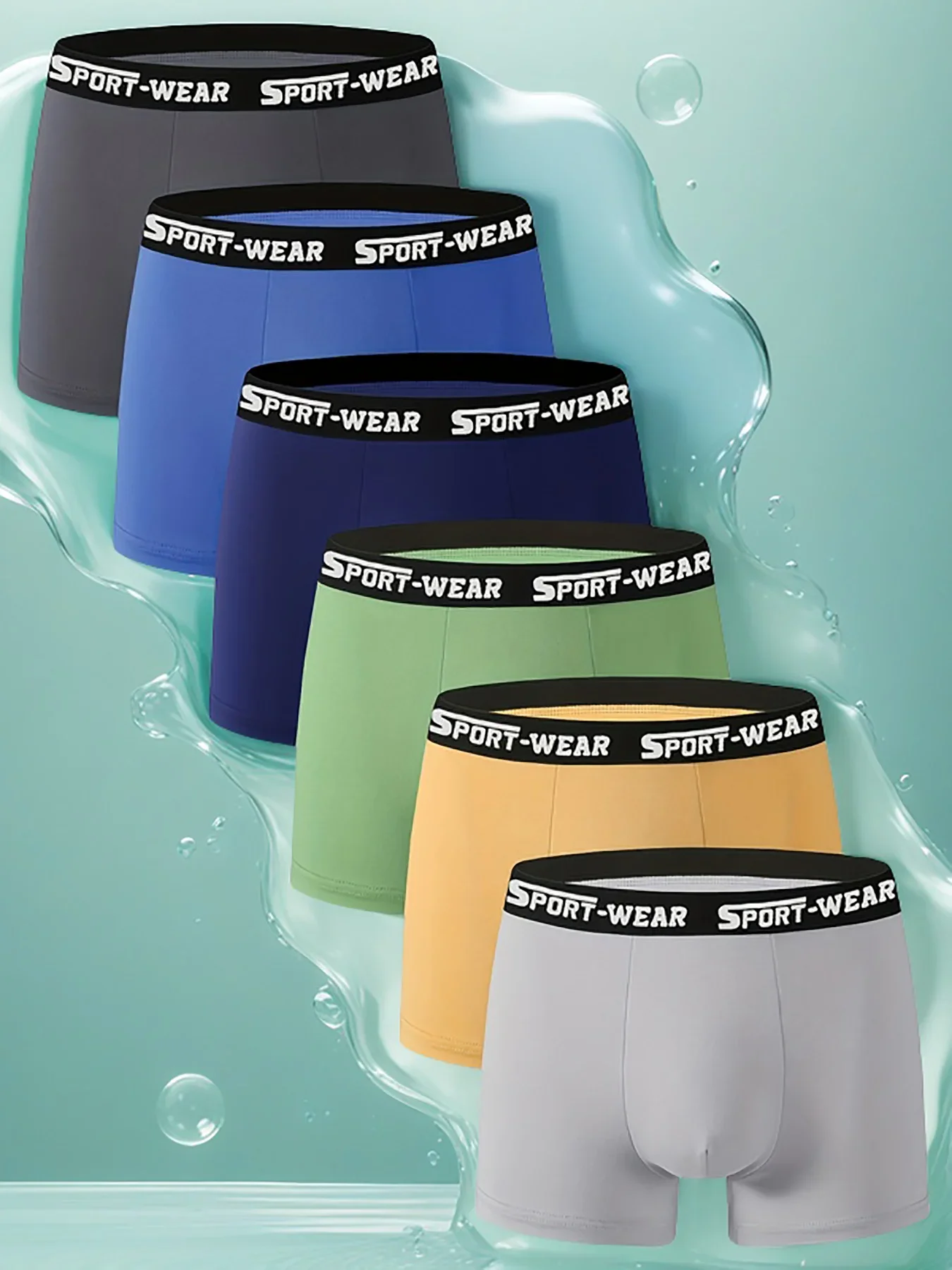 

6PCS [SPORT-WEAR] Men's sporty Briefs, multi-color comfortable and breathable four-cornered pants