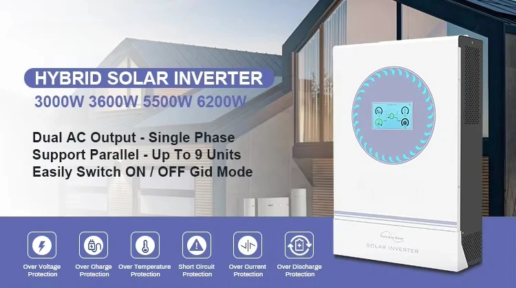 6200w 6.2kw Solar Power Inverter High Frequency Pure Sine Wave Hybrid on Off Grid Inverter With Mppt Charge Controller