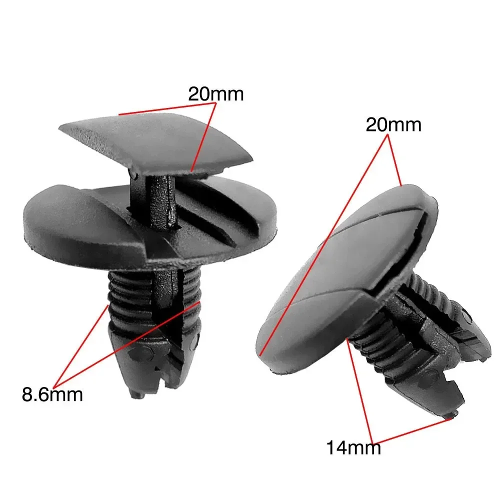 100Pcs Car Fastener Clip Push Retainer Clip Repair for Peugeot Citroen Bumper Rivet Fender Fixed Clamp Black Retainer Trim Panel