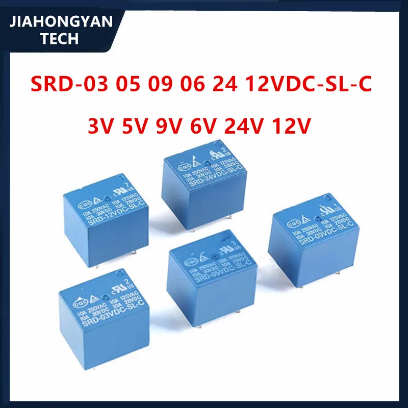 5PCS  Relay SRD-03V 05V 09V 12V 24V 48VDC-SL-A-SL-C 4 PIN 5 Feet SRD-03VDC-SL-C SRD-05VDC-SL-C SRD-09VDC-SL-C