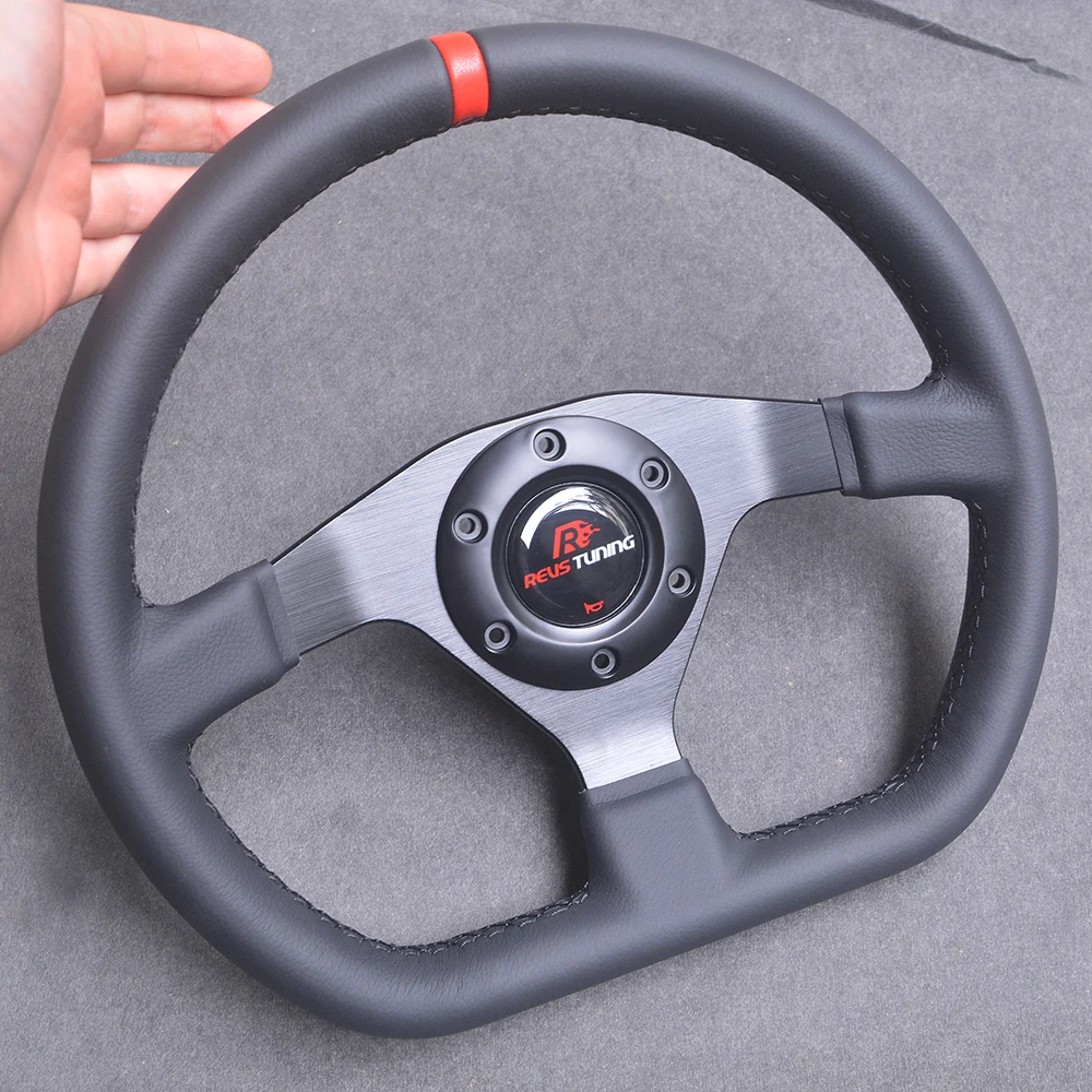 320mm 12.6inch D Shape Leather PC Video Game Gaming Car Driving Racing Race Sport Simulator Steering Wheel