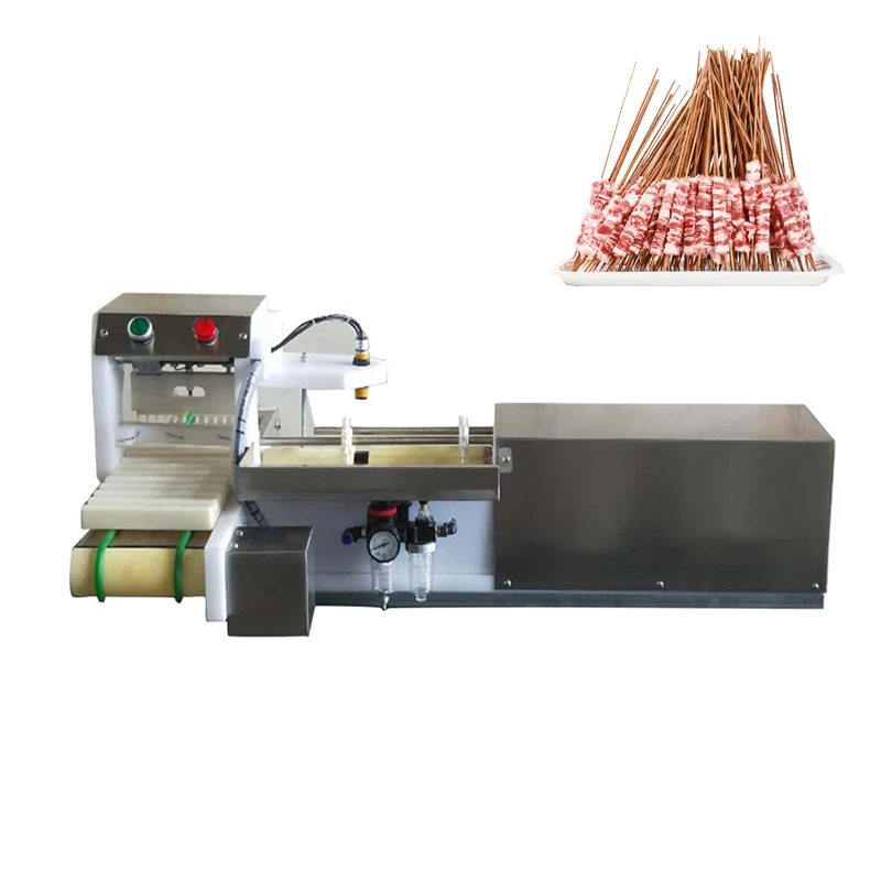 

220V Commercial Automatic Meat Skewer Machine Mutton String Machine BBQ Meat String Making Machine