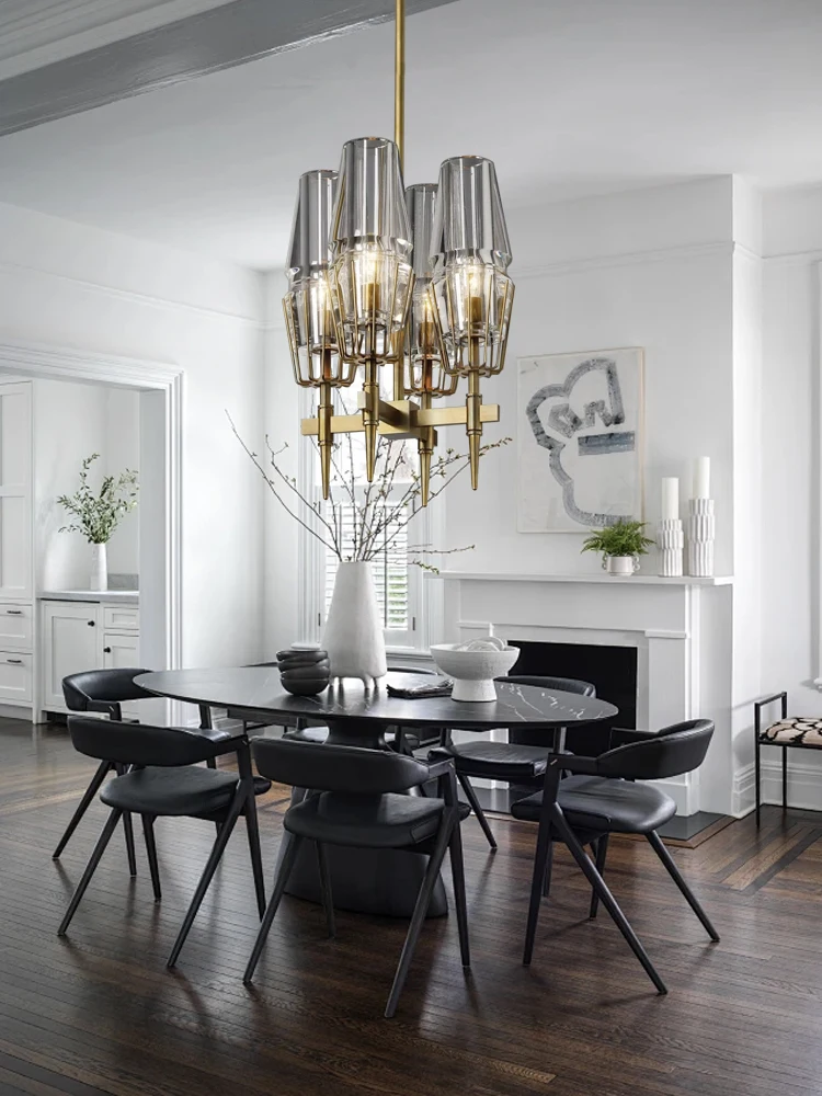 

Glass Crystal Brass Ceiling Lamp Dimmable Home Decoration Kitchen Island Decoration Bronze Classic Luxury Pendant Lamp