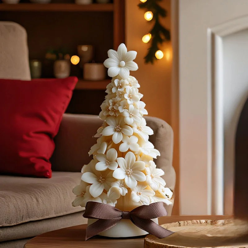 

4pcs Christmas Tree Candle Mold Silicone - DIY Scented Wax & Aroma Stone Mold for Creating Festive Holiday Home Decor