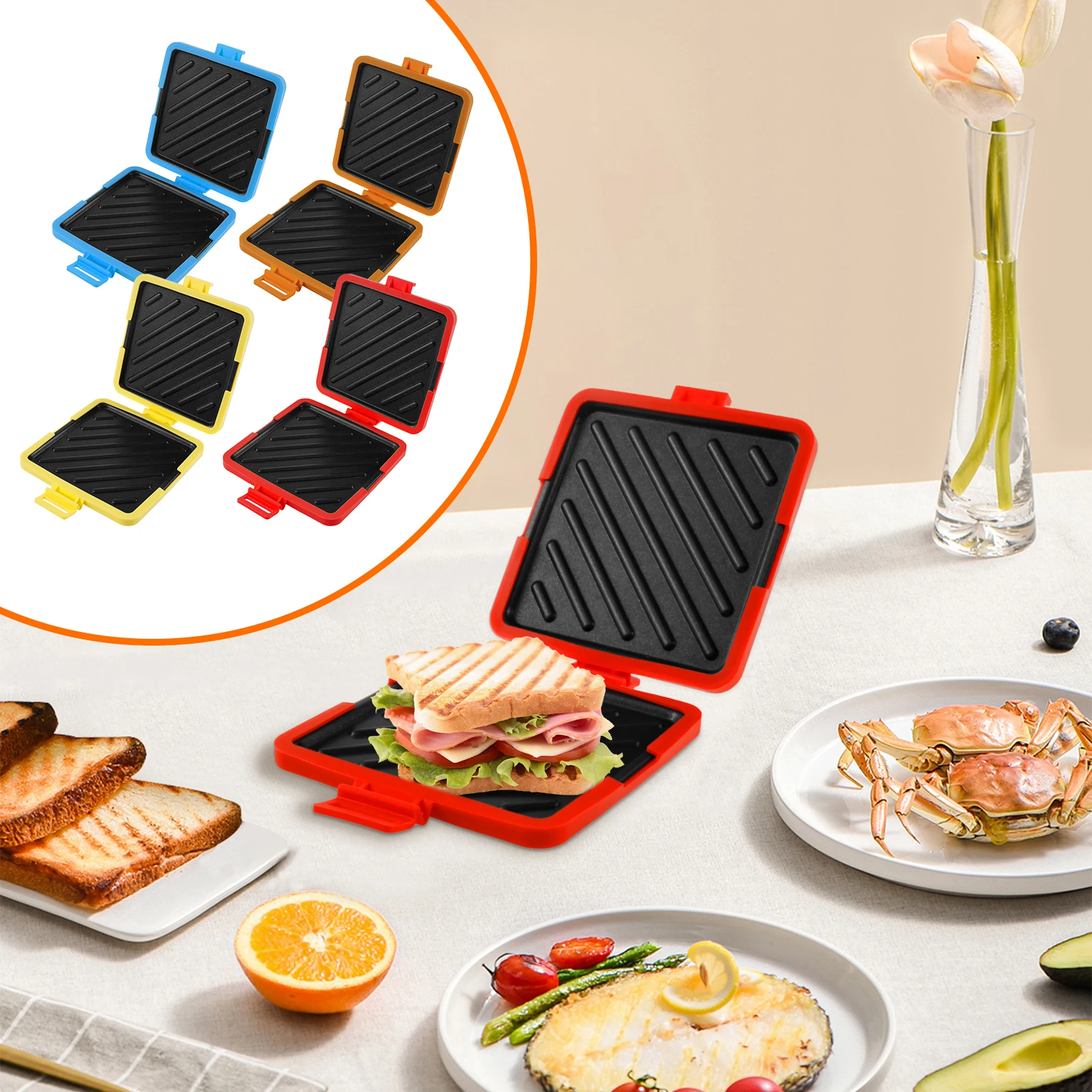Microwave Sandwich Maker Microwave Toaster Microwave Grilled Cheese Maker Microwave Grill Crispy for Travel,Office,Dorm,Home