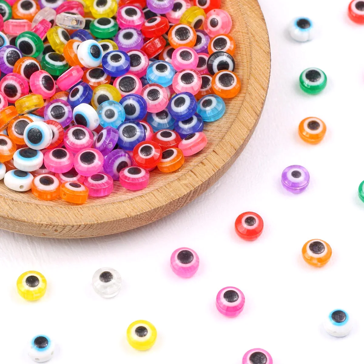 8mm Acryl Teufelsauge Farbige Handgefertigte DIY-Perlen für Schmuckherstellung Perlenschnüre Lose Perlen Zubehör
