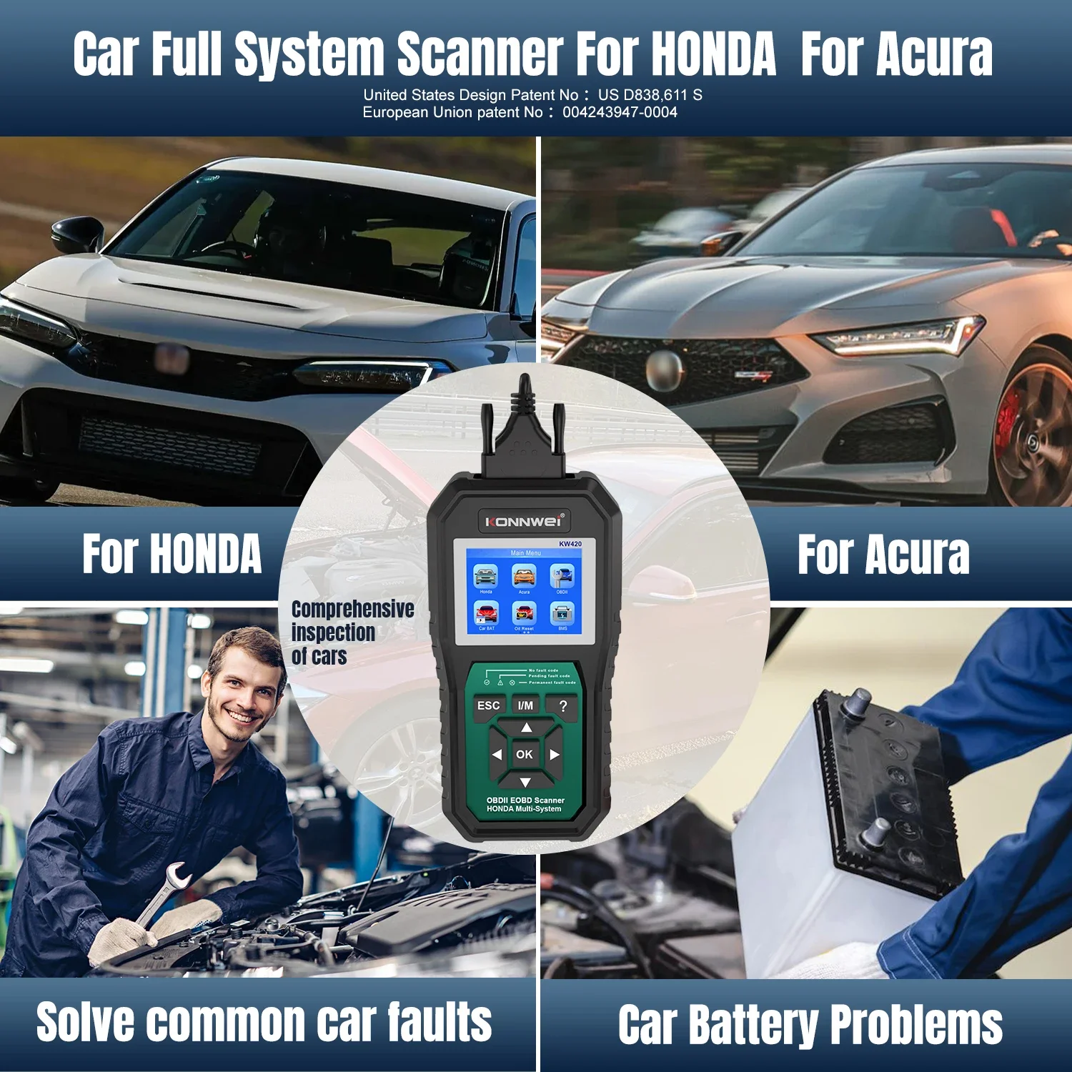 

Диагностический сканер KONNWEI KW420 2026 года: полная система диагностики 6-12В, 100-2000CCA, сброс масляного фильтра, считывание кодов неисправностей, тестирование аккумулятора