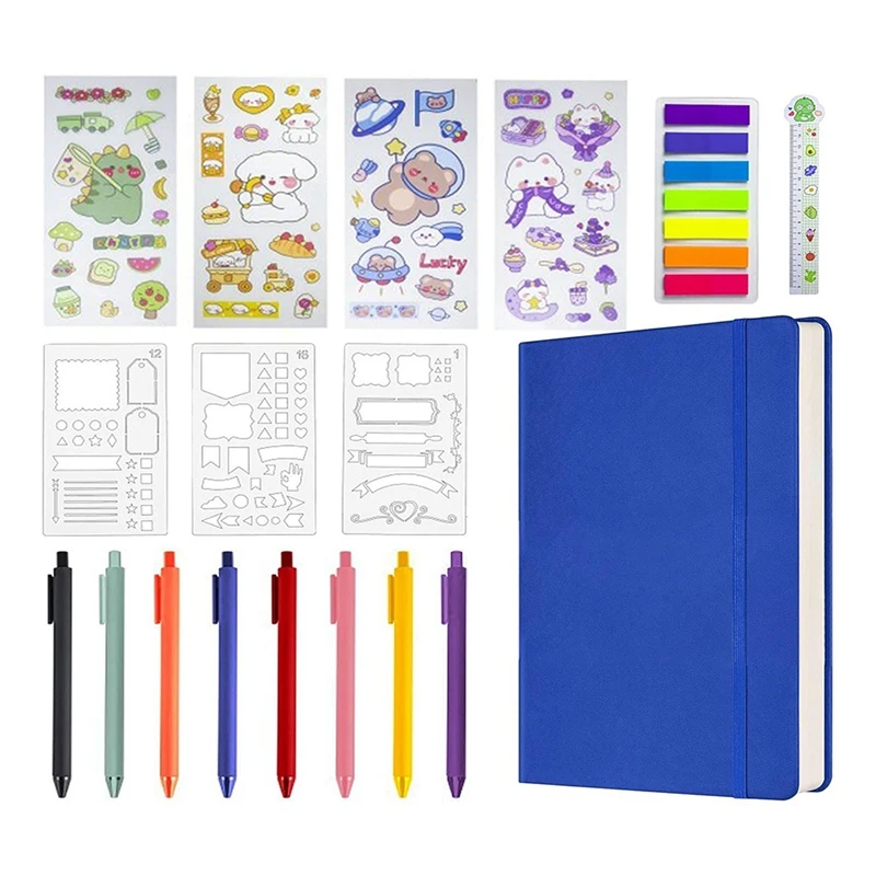 Hardcover-Notizbuch-Set, Zubehörplaner, täglicher Schreibwaren + Kalender, kontaktiert Elemente für Teenager-Mädchen, 120 g/m2, 160 Seiten, einfache Installation