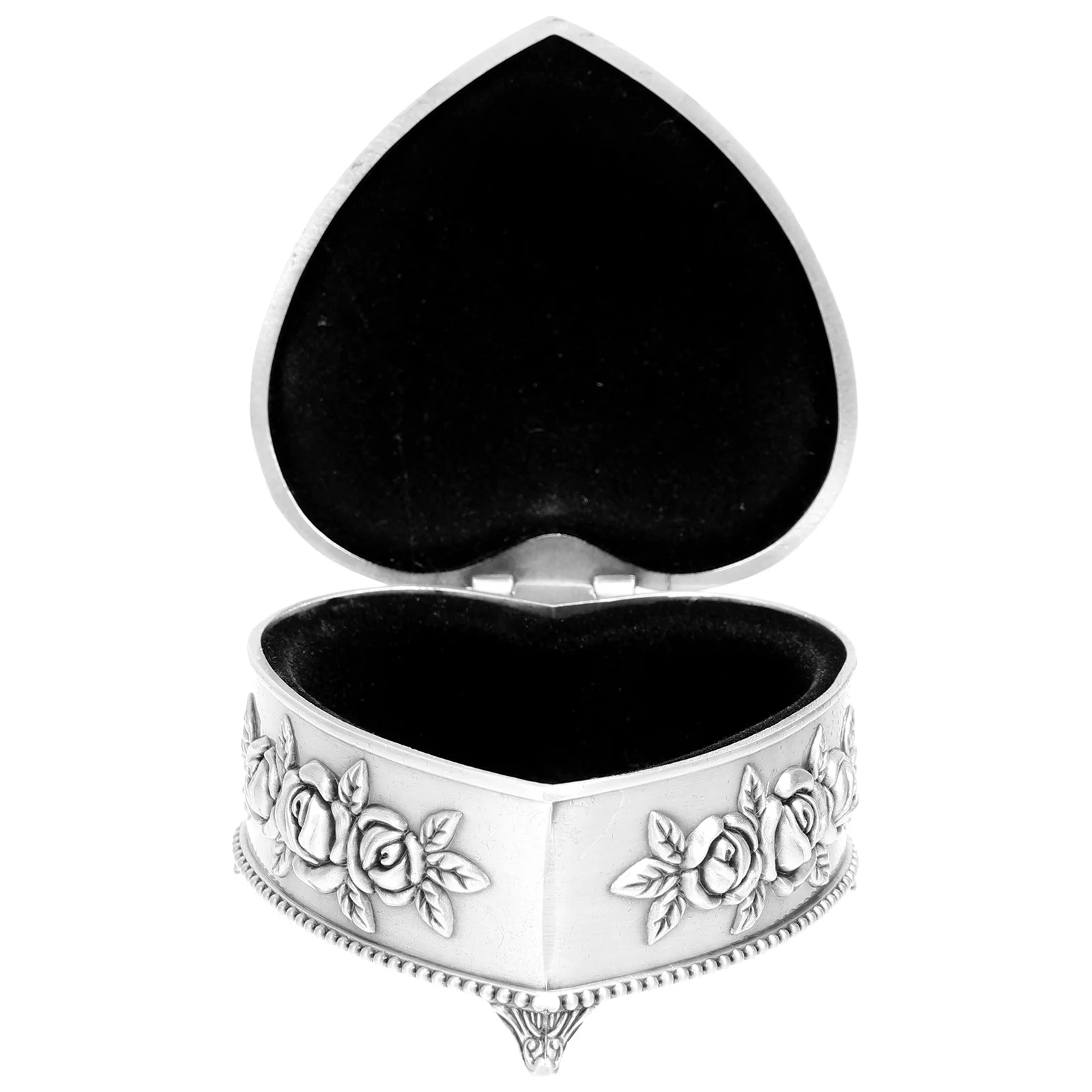Unique Heart Shaped Jewelry Box Alloy Storage Holder Exquisite Craftsmanship Long Lasting Use Female Gift Jewelry Embossment Jar