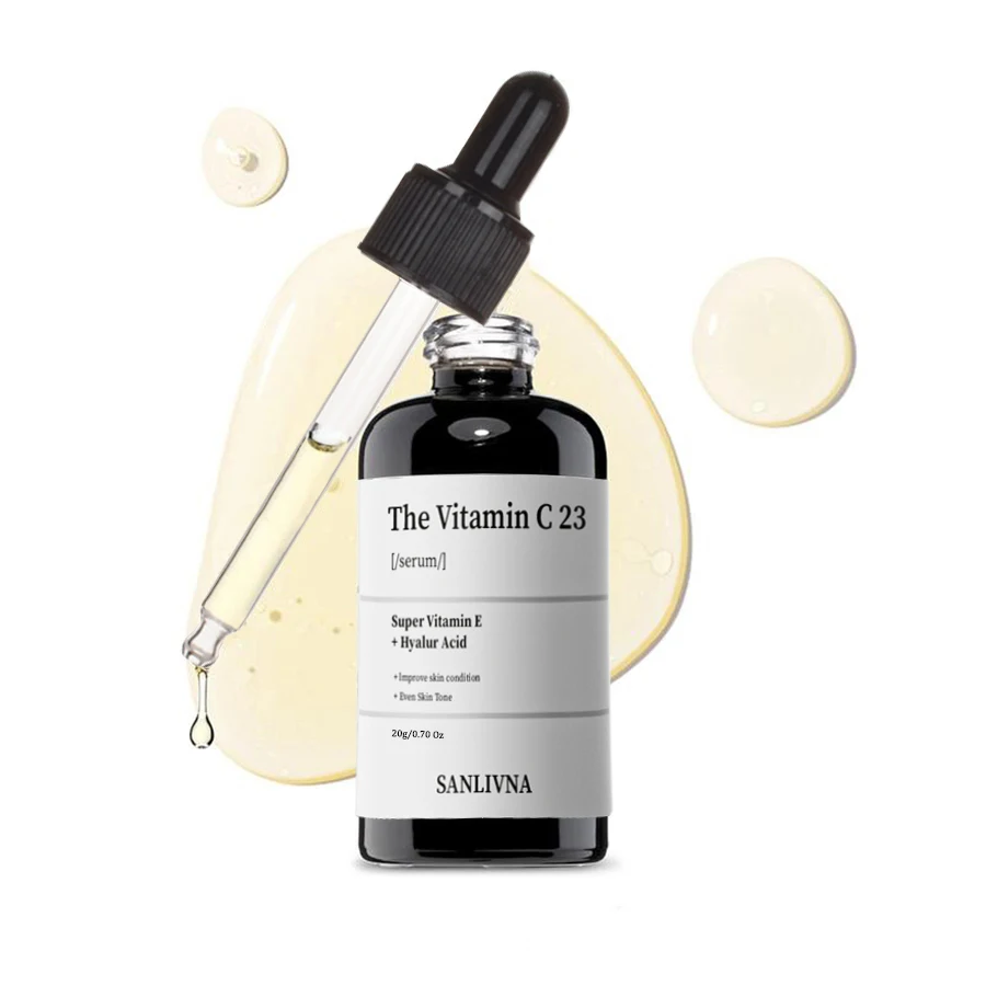 Suero puro de vitamina C 23% con vitamina E y ácido hialurónico, suero facial iluminador e hidratante, mejora el tono de la piel 20 g