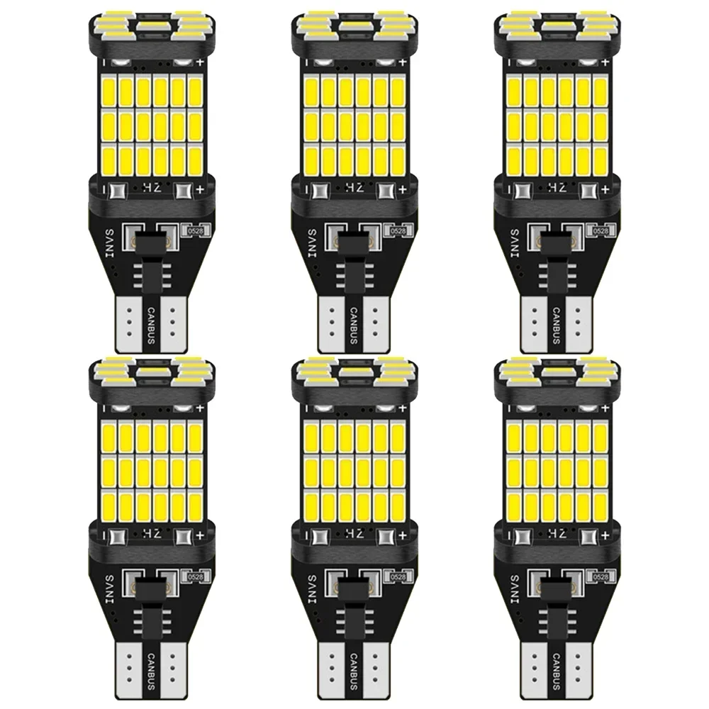 6PCS T15 W16W 921 912 T16 T10 902 LED Bulbs High Power 45pcs 4014SMD Super Bright 1200LM Replace for Car Reversing Light White