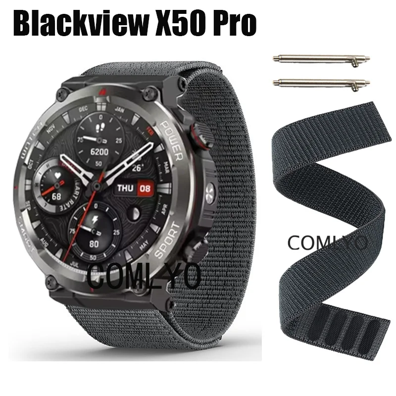 Per Blackview W50 Pro cinturino Smart Watch cinturino con gancio e gancio cintura in nylon sportivo donna uomo