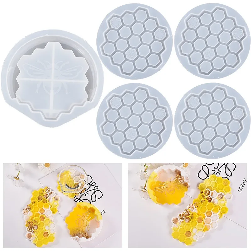 Honeycomb Coaster Silicone Mold  DIY Bee Storage Box Table Gasket Resin Epoxy Mold Home Decoration Storage