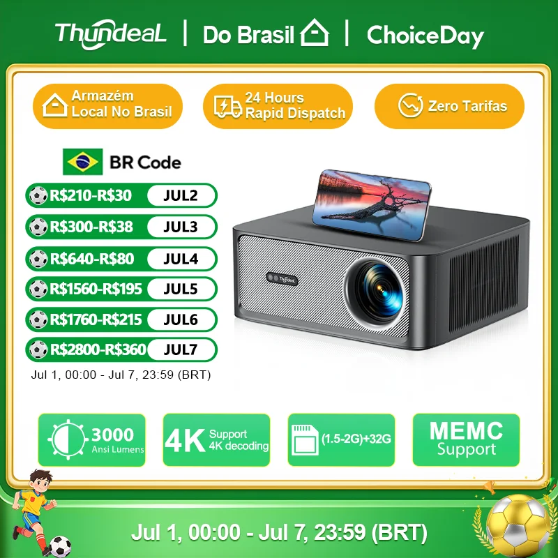 Projetores no Brasil Thundeal Projetor de Imagem Td98Pro Full Hd 1080p 4K Androi - imagem 1