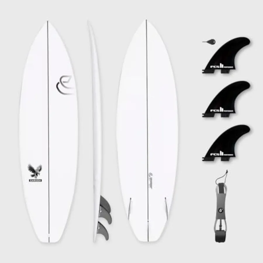

6'1" Shortboard 900 FRP with Fin Set and Leash High-Performance Epoxy Surfboard with Wood Stringer, EPS Core, and Carbon Lath