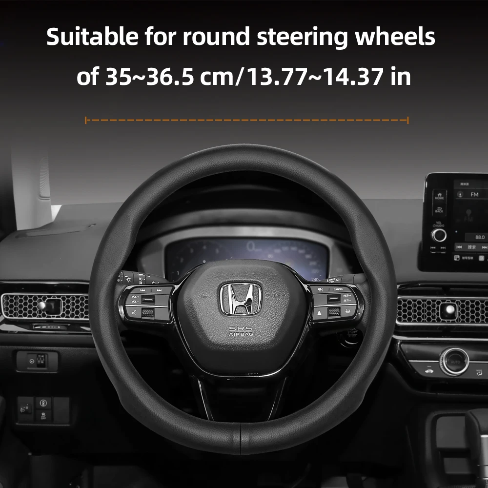 For Honda 35-36.5cm Round Steering Wheel Cover Ultra-Thin Micro Fiber Leather Breathable City Civic Fit Jazz Life Integra Freed
