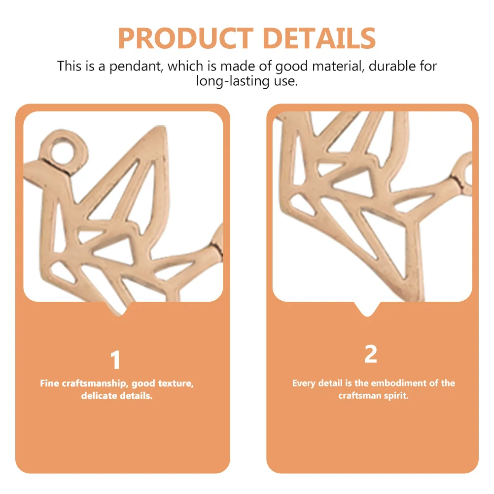 

100Pcs Hollow Out Paper Crane Pendants Alloy Keychain Charms for DIY Jewelry Making Car Decor Handicrafts Accessories