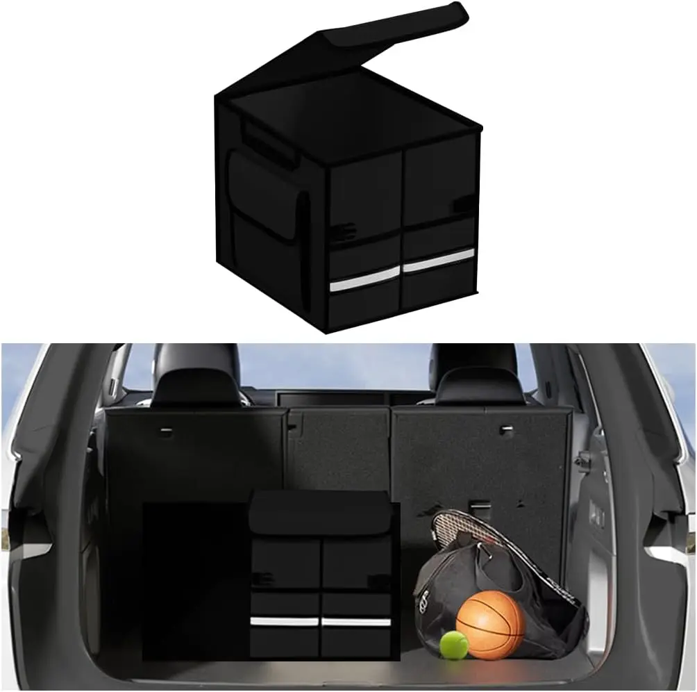 

Car Trunk Organizer, Multi-Compartment Collapsible Vehicle Cargo Storage Organizer with Lid, Non Slip