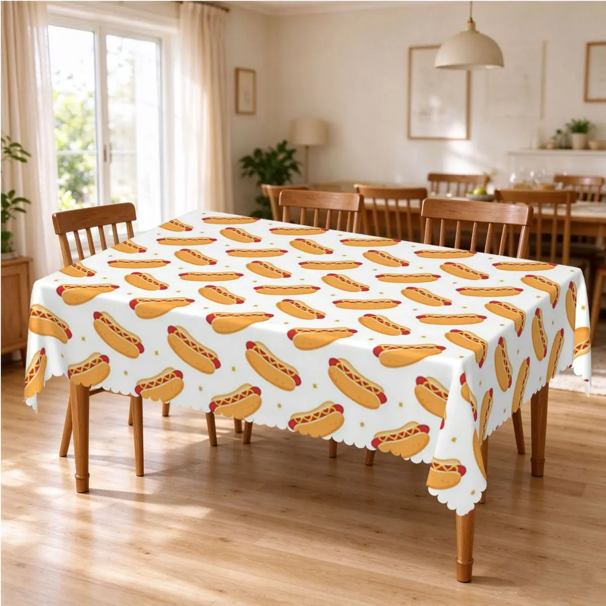 Hot Dog Food Delicious Tablecloth Restaurant Kitchen Rectangular Tablecloth Festival Party Tablecloth Outdoor Dining Table Cover