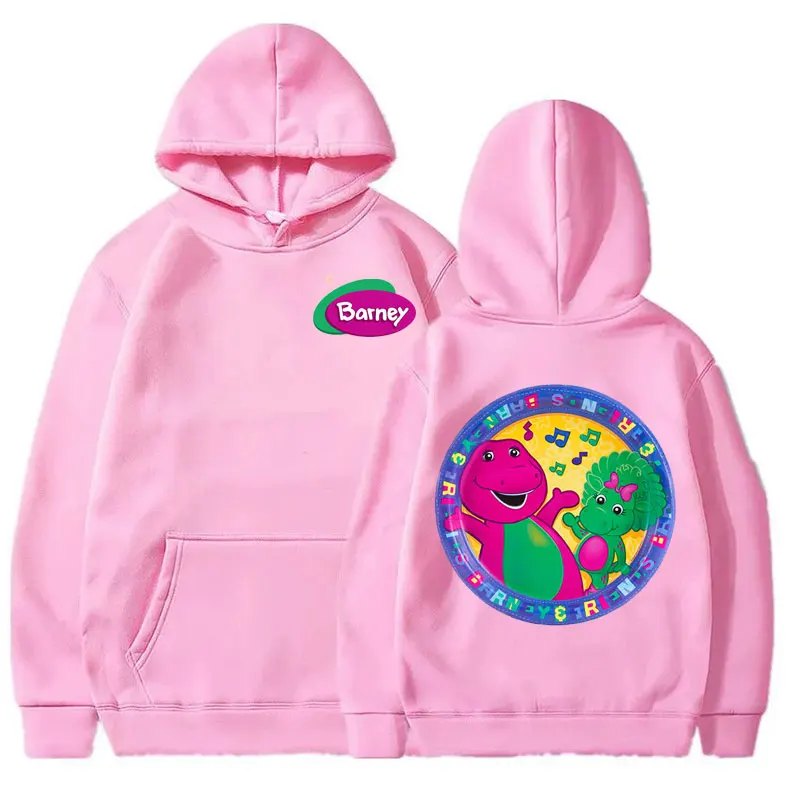 Barney and Friends Graphic Sweatshirt Purple Dinosaur Hoodies Kawaii Clothes Fashion Long Sleeve Hooded for Men Women Streetwear