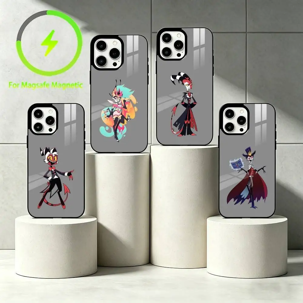 H-Hazbin Hotel Phone Case For iPhone 17 16 15 14 13 12 Pro Max Plus for Mirror Wireless Magnetic Cover