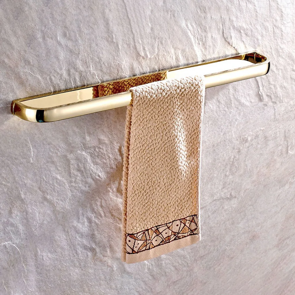 

Luxury Golden Brass Wall Mounted Bathroom Single Bar Rack Towel Rails Holder 2ba843