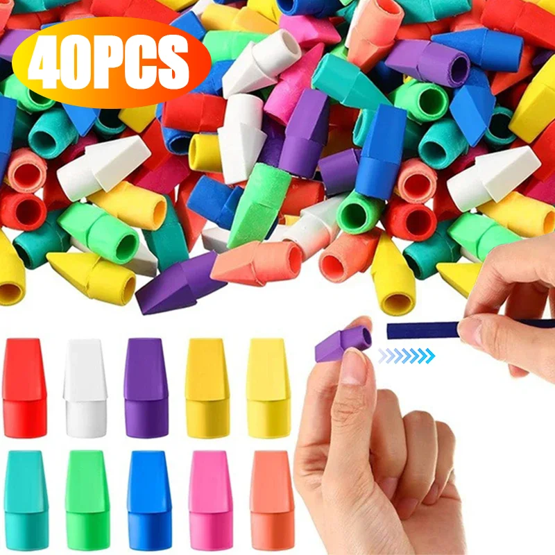 2 In 1 Color Erasers Pencil Top Protector Caps Portable Mini Chisel Shape Eraser Student Painting Correction Stationery