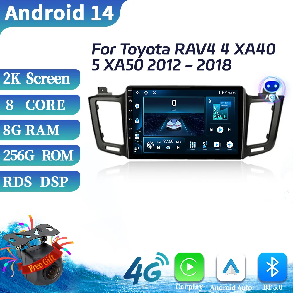 

For Toyota RAV4 4 XA40 5 XA50 2012-2018 Android 14 Car Radio Multimedia Wireless Carplay Navigation GPS Multimedia Stereo Screen