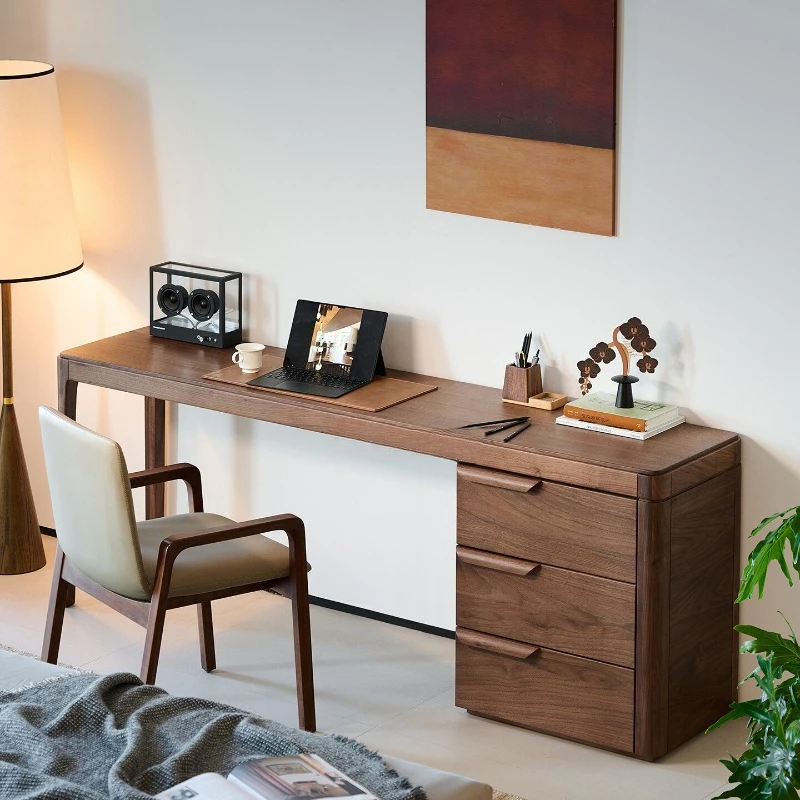 Walnut Wood Office Desks Luxury Living Room Kitchen Homestay Office Desks Advanced Minimalist Furniture Escritorio Ls40bgz