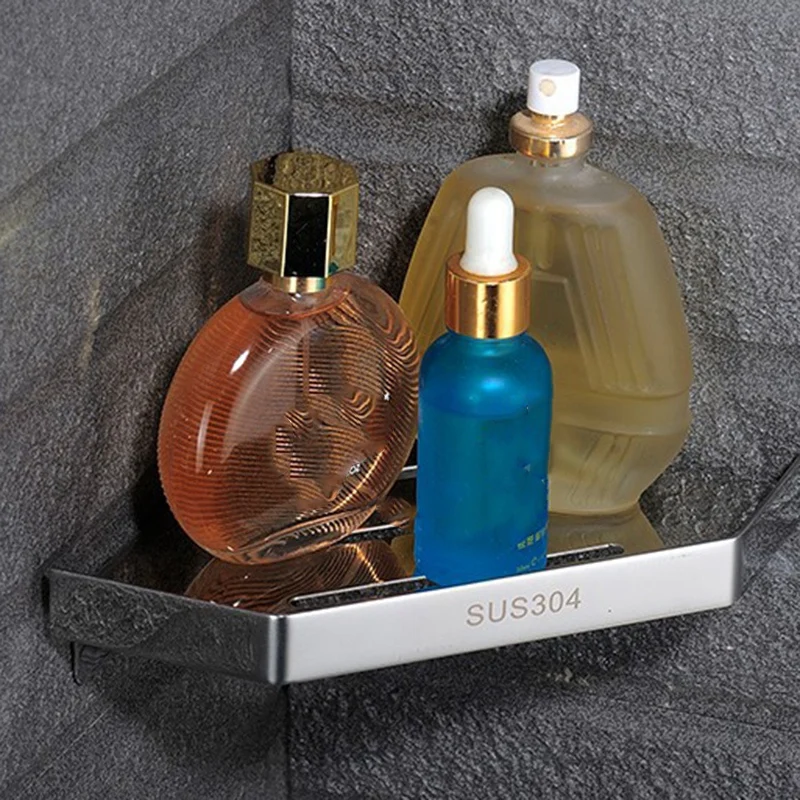 

live-Corner Shelf Stainless Steel Shower Caddy Anti-Rust Corner Storage Shower Organizer Wall Mount for Kitchen