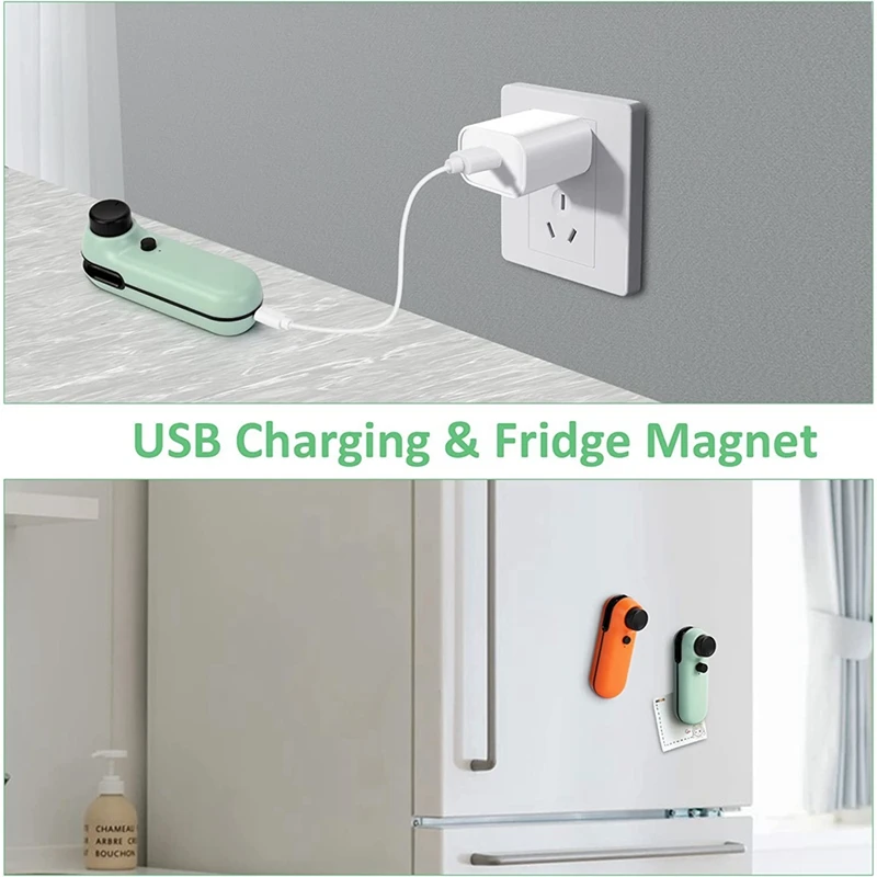 Mini sellador de bolsas portátil multifuncional con máquina selladora de bolsas de mano magnética suave