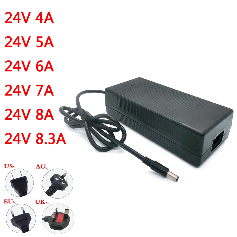 24V DC แหล่งจ่ายไฟ24V 4A 6A 5A 8A 7A หม้อแปลงกระแสไฟฟ้า8.3A 100V-240V ถึง24V DC อะแดปเตอร์ไฟ LED