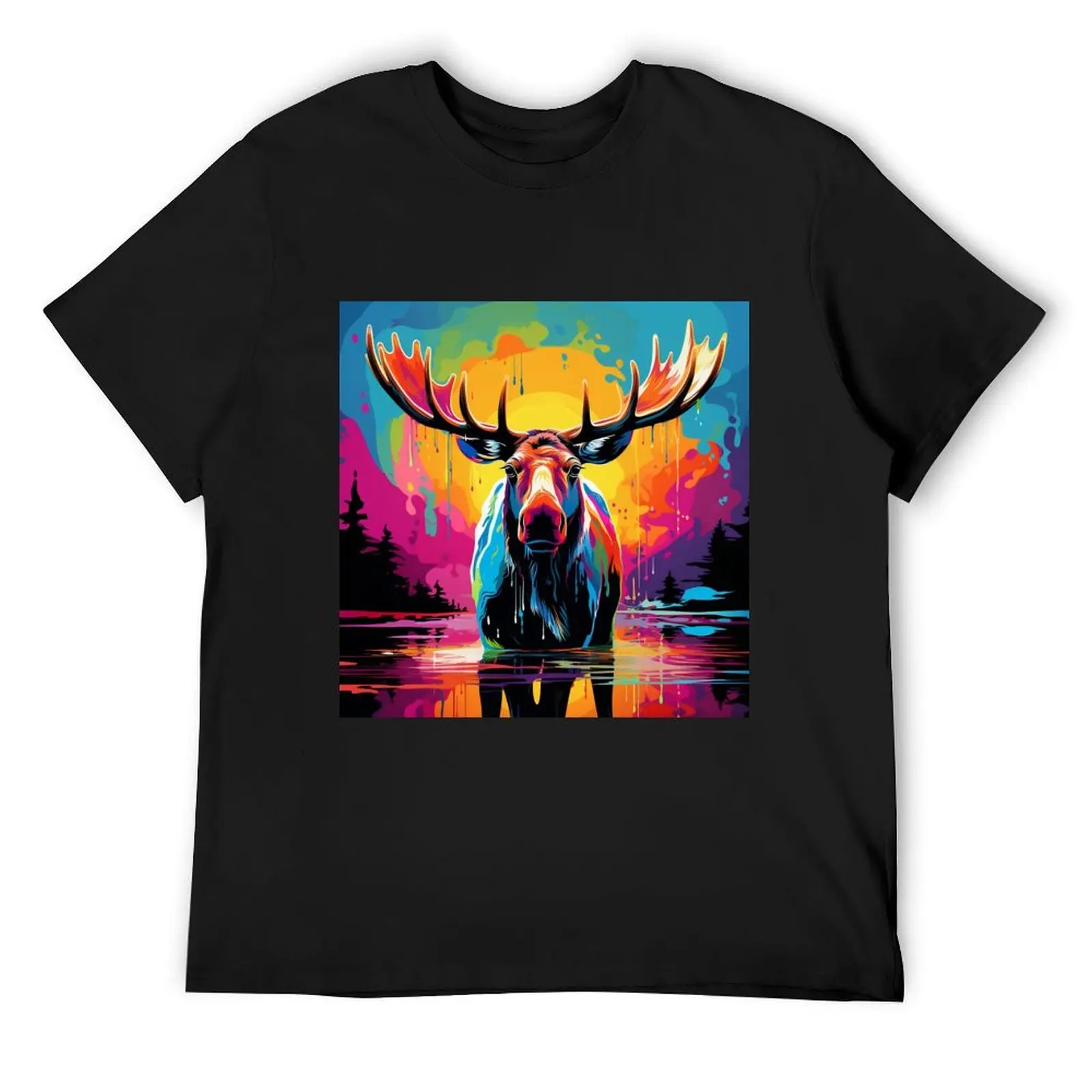 

Moose Pop Art 1 T-Shirt hippie clothes custom t shirt funny gifts Men's clothing
