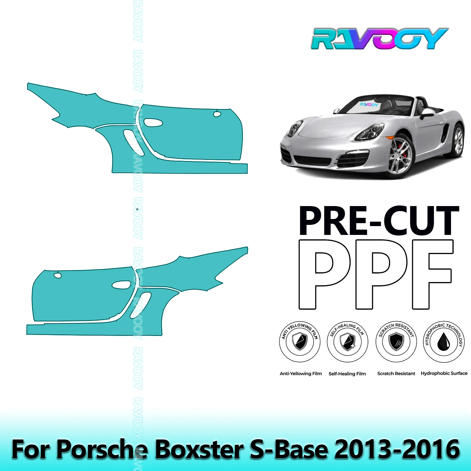

For Porsche Boxster S-Base 2013-2016 8.5mil Clear Matte Pre-Cut PPF Door & A/B Pillar Kit TPU Paint Protection Film Set