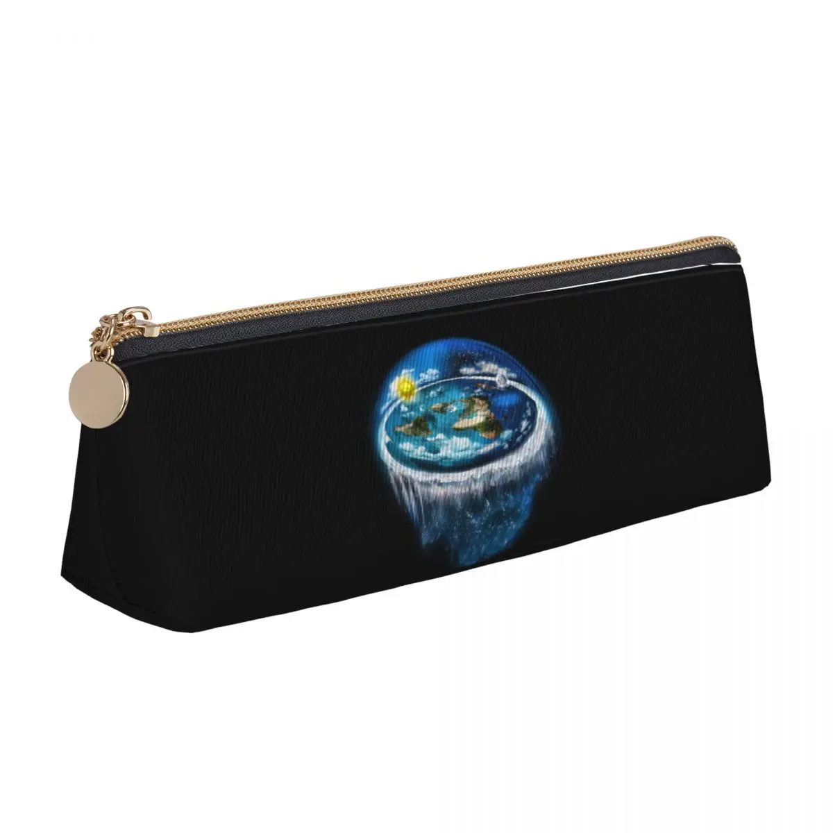 Flat Earth With Dome Art Federmäppchen für Studenten, Geschenke, große Aufbewahrungsbox für Stifte, Federmäppchen, Schreibwaren, Stifthalter-Tasche