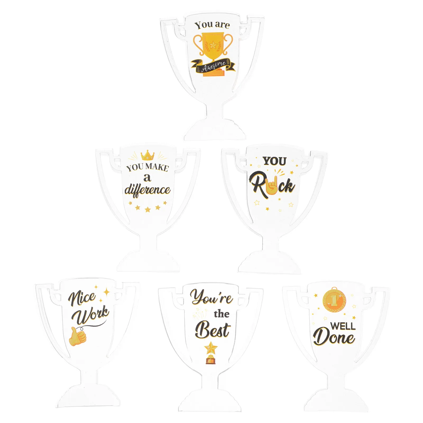 

6Pcs Mini Acrylic Thank You Trophies Small Clear Recognition Awards for Teachers Students Employees Office Reception Desk Shelf