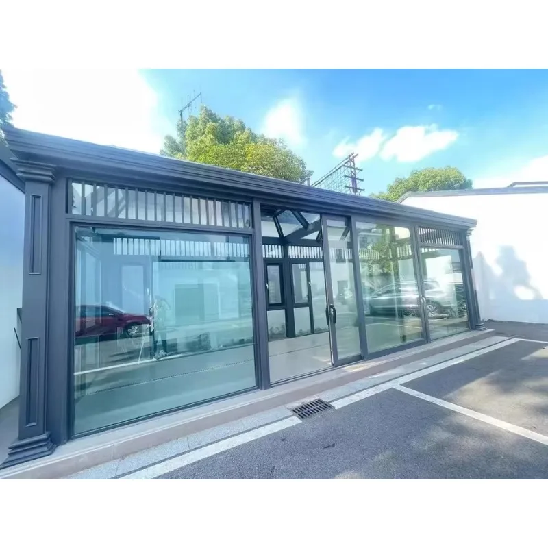 غرفة شمس متحركة مخصصة من سبائك الألومنيوم والزجاج المقسى قابلة للطي، فتحة وإغلاق متحركة، فناء تلسكوبي متحرك